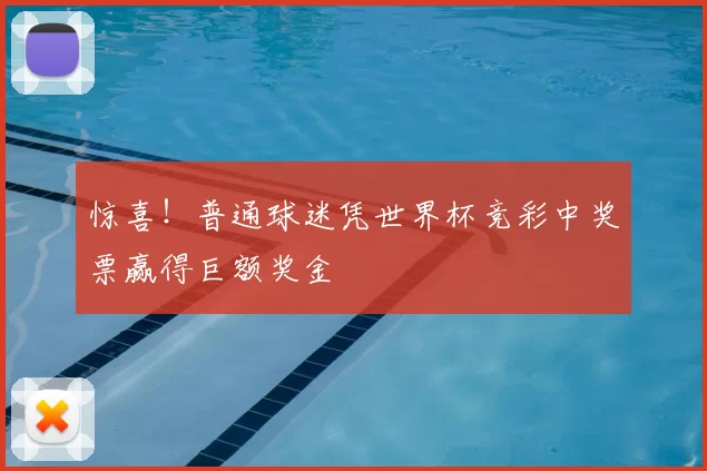 惊喜!普通球迷凭世界杯竞彩中奖票赢得巨额奖金